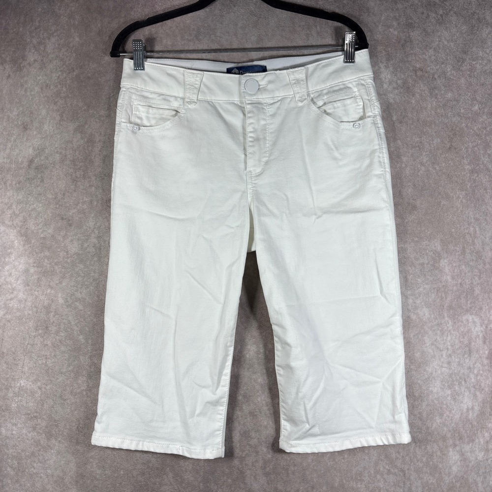 Democracy Shorts Women 8 White Ab solution Bermuda Casual Stretch Denim Everyday - Picture 1 of 10